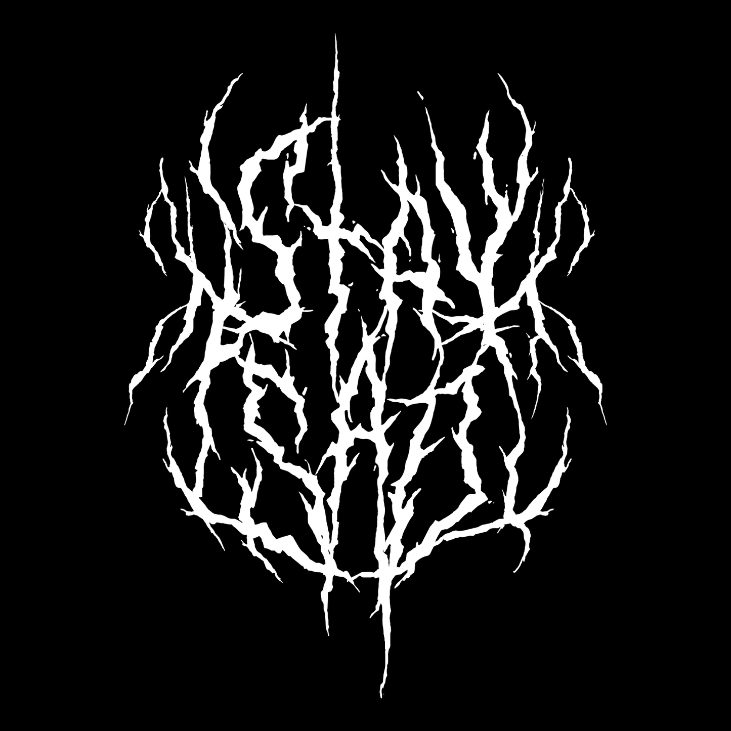 Text that says "stay sad" in a death metal style font.